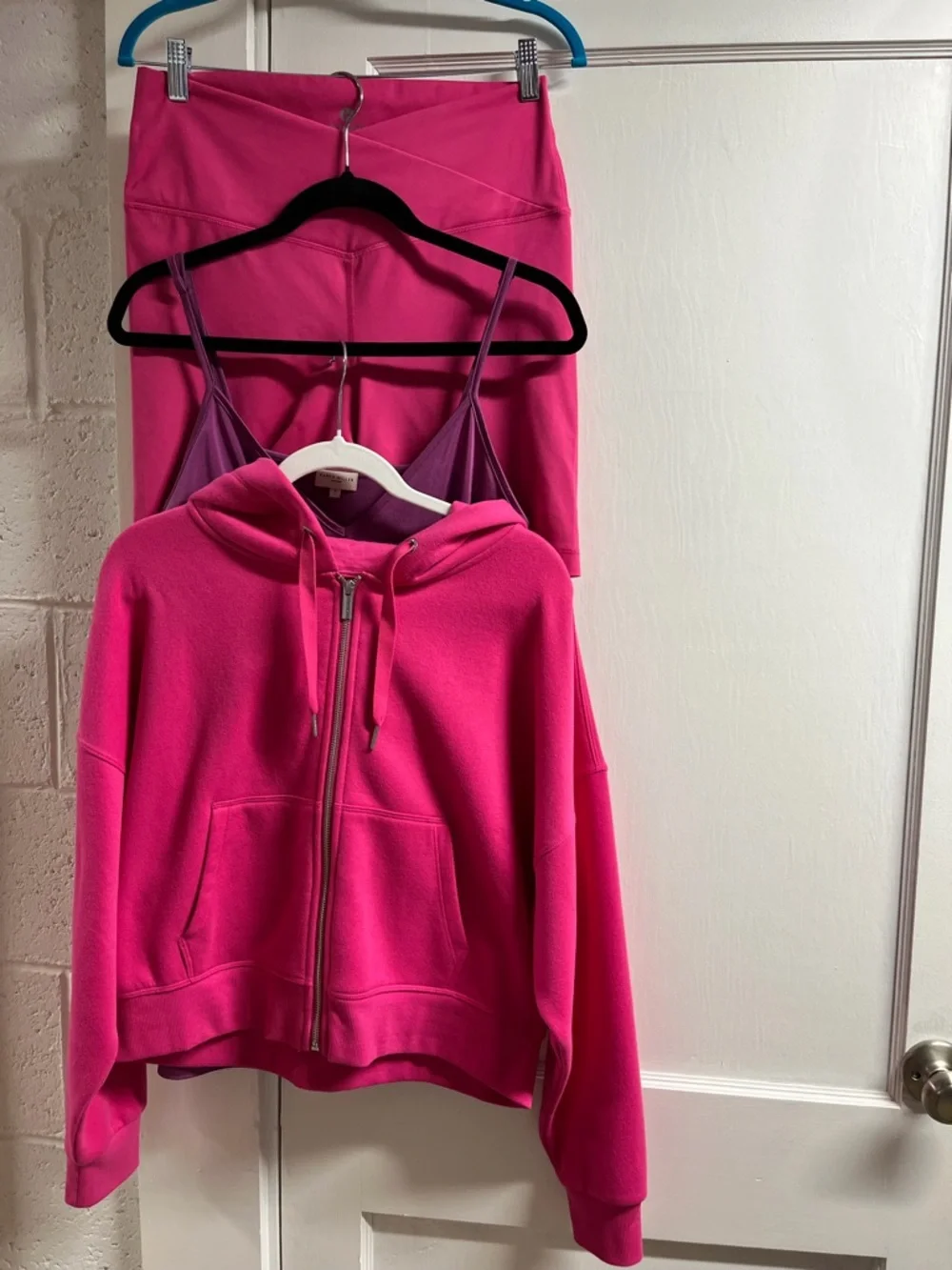 Lot of women’s clothes. Calvin Klein Performance Hot Pink Zip Hoodie/shorts/slip - Picture 3 of 3